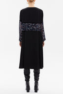 Black Lace and chiffon wide cut midi dress 92482