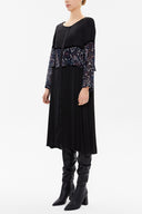 Black Lace and chiffon wide cut midi dress 92482