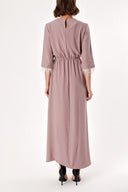 Mink Slit And Feather Detailed Long Dress 92575