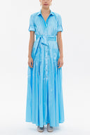 Blue Pocket elastic maxi dress 92606
