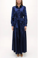 Navy Blue Pocket elastic maxi dress 92606