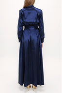 Navy Blue Pocket elastic maxi dress 92606