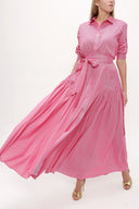 Fuchsia Pocket elastic maxi dress 92606