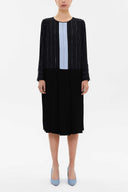 Black Pleated wide cut midi dress 92660