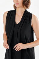 Black Sleeveless slit maxi dress with tassels 92698