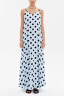 Blue Crystal gems sleeveless maxi dress 92849