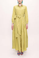 Mustard Pocket And Elastic Shirt Dress 92958