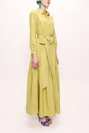 Mustard Pocket And Elastic Shirt Dress 92958