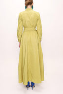 Mustard Pocket And Elastic Shirt Dress 92958