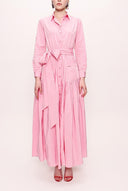 Pink Pocket And Elastic Shirt Dress 92958