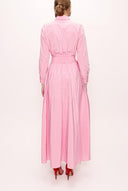 Pink Pocket And Elastic Shirt Dress 92958