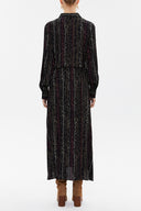 Black Beige Tie-front midi dress 92971