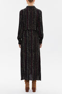 Black Beige Tie-front midi dress 92971