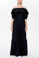 Black Off shoulder ruffled maxi dress 93073
