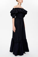 Black Off shoulder ruffled maxi dress 93073
