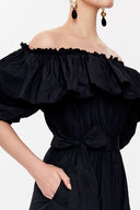 Black Off shoulder ruffled maxi dress 93073