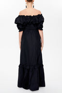Black Off shoulder ruffled maxi dress 93073