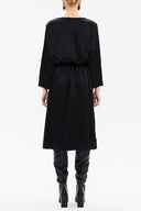 Black Waist pleated midi dress 93080