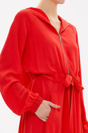 Coral Zipped hooded maxi  dress 93209