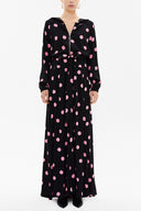 Pink Black Zipped hooded maxi  dress 93209