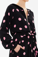 Pink Black Zipped hooded maxi  dress 93209