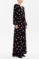 Pink Black Zipped hooded maxi  dress 93209