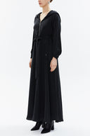 Black Zipped hooded maxi  dress 93209