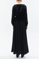 Black Zipped hooded maxi  dress 93209