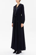 Navy Blue Zipped hooded maxi  dress 93209