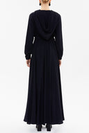 Navy Blue Zipped hooded maxi  dress 93209