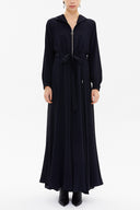 Navy Blue Zipped hooded maxi  dress 93209