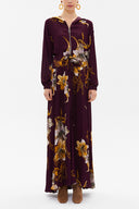 Plum Zipped hooded maxi  dress 93209