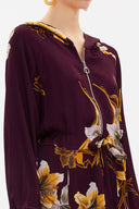 Plum Zipped hooded maxi  dress 93209