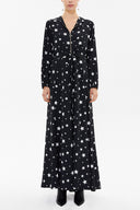 Star Pattern Zipped hooded maxi  dress 93209