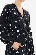 Star Pattern Zipped hooded maxi  dress 93209