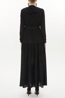 Black Ruffled elastic waist maxi dress 93262