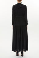 Black Ruffled elastic waist maxi dress 93262