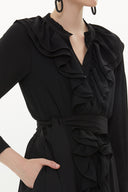 Black Ruffled elastic waist maxi dress 93262