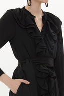 Black Ruffled elastic waist maxi dress 93262