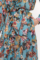 Turquoise Ruffled elastic waist maxi dress 93262