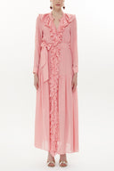 Pink Ruffled elastic waist maxi dress 93262