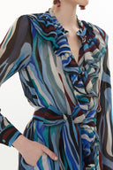 Zebra Pattern Ruffled elastic waist maxi dress 93262