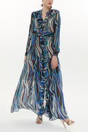 Zebra Pattern Ruffled elastic waist maxi dress 93262