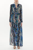 Zebra Pattern Ruffled elastic waist maxi dress 93262
