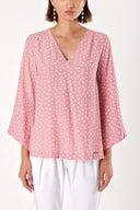 Salmon V neck satin blouse 19828