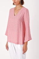 Salmon V neck satin blouse 19828