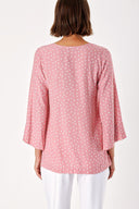 Salmon V neck satin blouse 19828