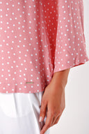 Salmon V neck satin blouse 19828