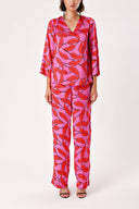 Patterned V neck satin blouse 19828