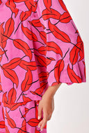 Patterned V neck satin blouse 19828